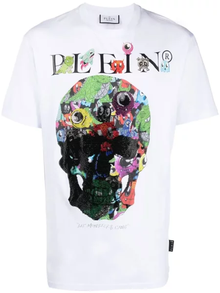 Tricou Philipp Plein cu imagine alb