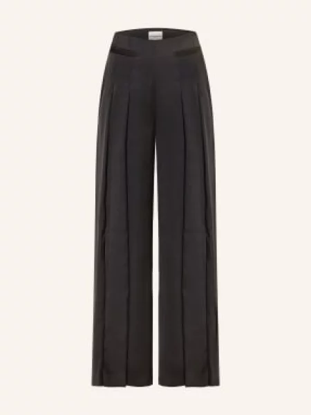Claudie Pierlot Spodnie Marlene Z Satyny schwarz czarne