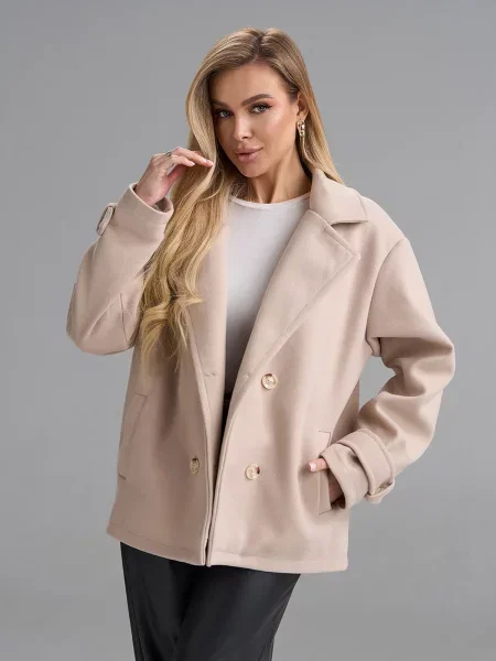 Пальто ISSA Plus кашемір бежевий