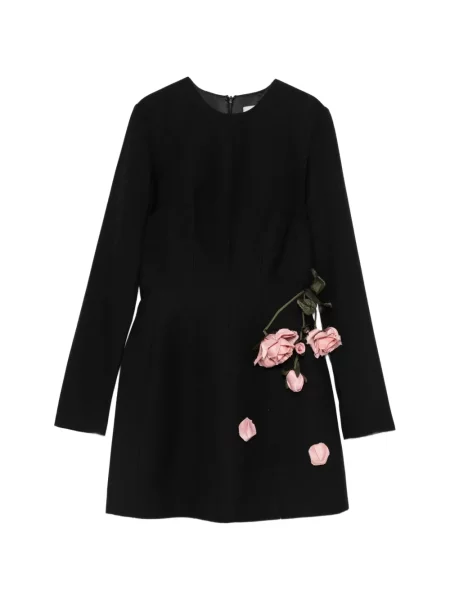 Rochie mini Cristina Savulescu cu model floral cu aplicații de costum negru