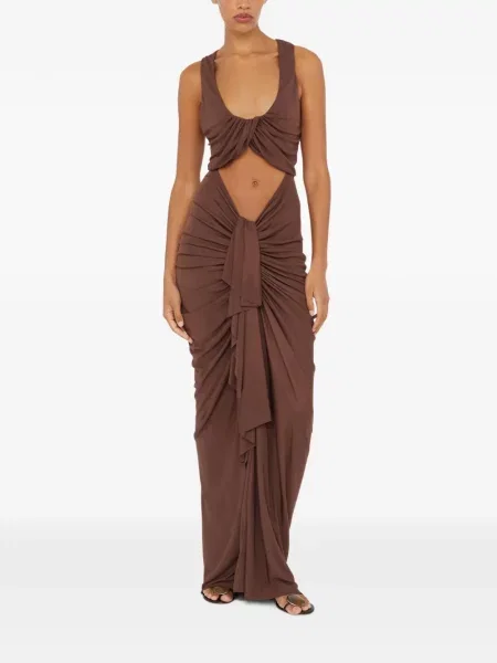 Rochie maxi Christopher Esber drapată maro
