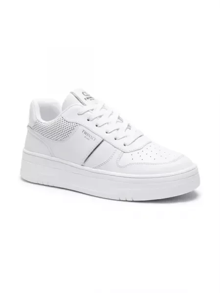TWINSET Bőr sneakers tornacipő fehér