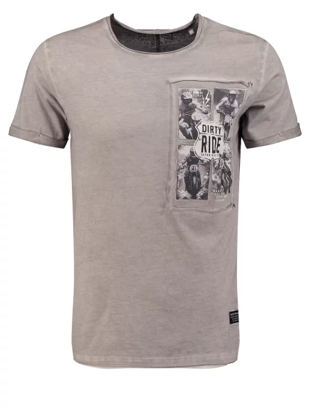 Key Largo Tricou KLDirty Ride bej / gri metalic negru
