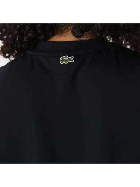 Lacoste Koszulka Z Dekoltem Z Nadrukiem czarna