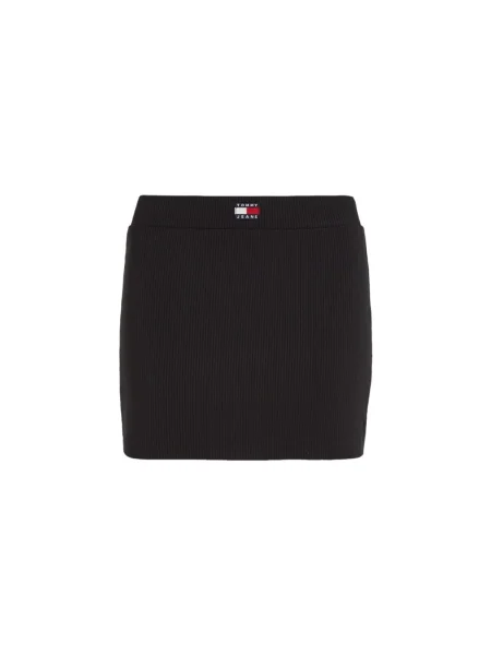 Fustă din denim Tommy Hilfiger negru