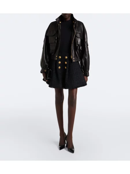 Decupat geanta de piele Balmain negru