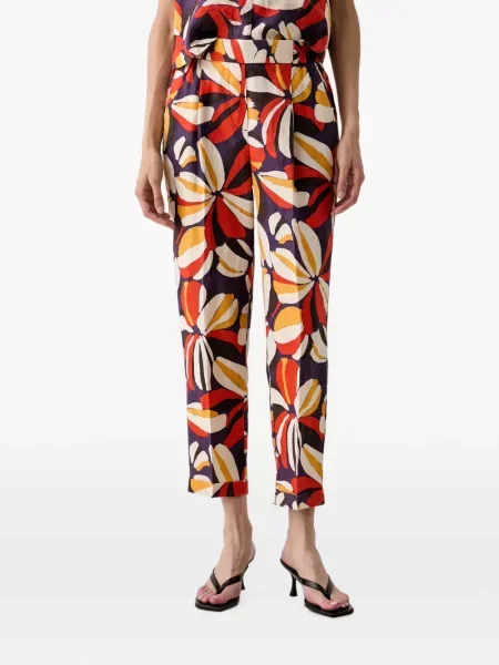 Pantaloni Benetton cu model floral cu imagine conici violet