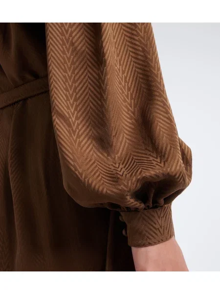 Cu centură rochie midi Valentino de mătase maro