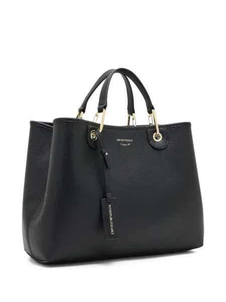 Кожена чанта Emporio Armani черно
