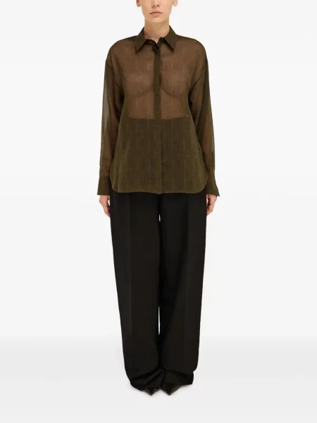 Cămașă Ferragamo de mătase verde