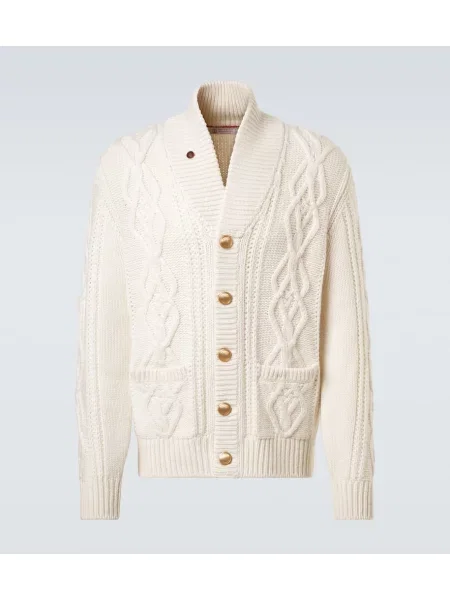 Cardigan Brunello Cucinelli din cașmir alb