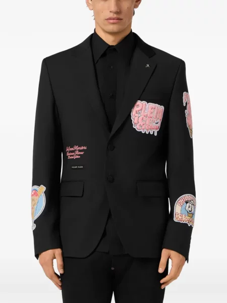 Sacou Philipp Plein cu petice negru