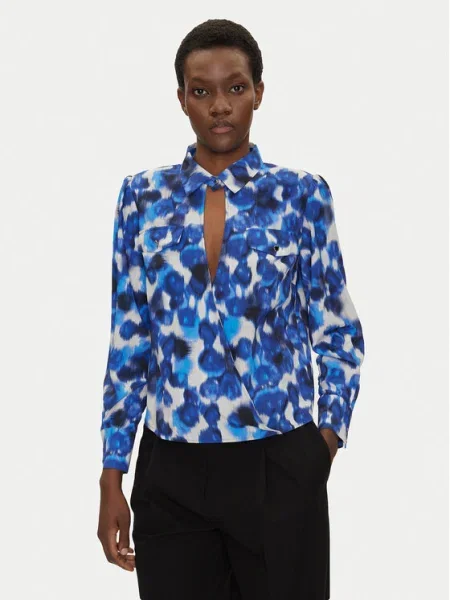 Блуза Morgan OFABI.F дамска с десен OFABI.F синьо