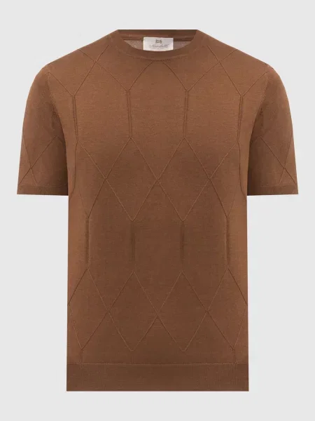 Футболка с принтом Enrico Mandelli с геометрическим узором коричневая