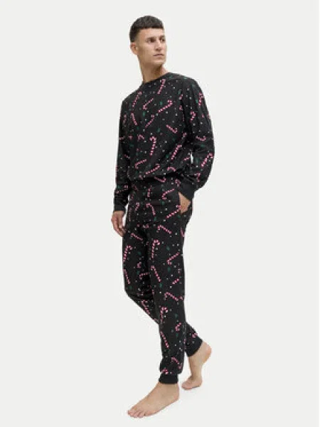 Jack & Jones Pizsama Tristan Fekete fehér
