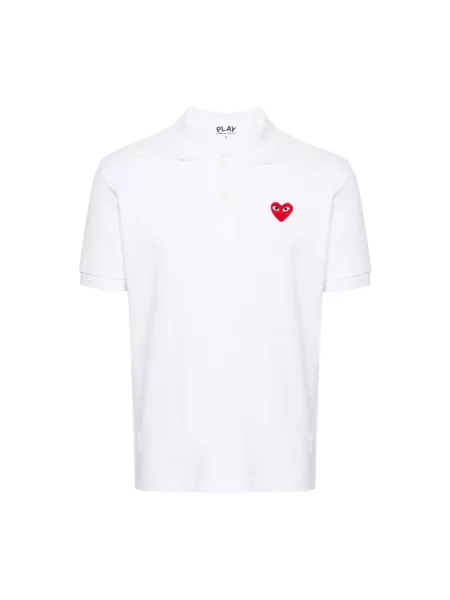 Koszulka polo Comme Des Garcons Play w serca biała