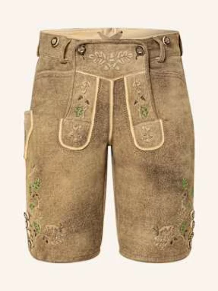 Ostarrichi Kožené Krojové Kalhoty Ursprung světle hnědá/ zelená/ hnědá zelené