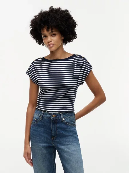 TOMMY HILFIGER Tričko krémová / námornícka modrá