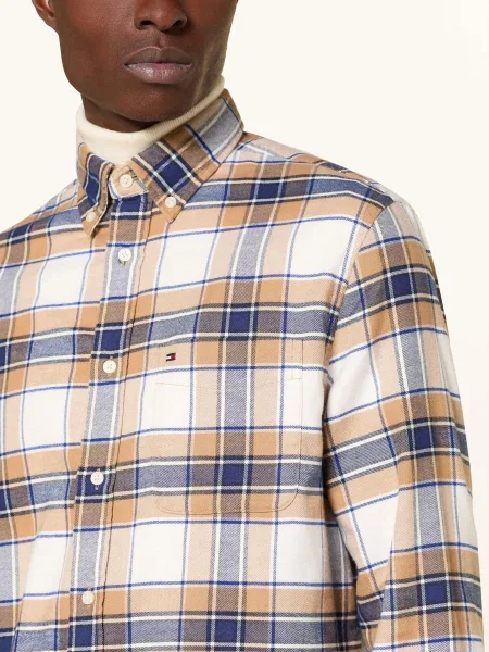 Tommy Hilfiger Koszula Flanelowa Regular Fit beige beżowa