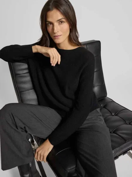 Sweter z błyszczącej dzianiny z mieszanki wełny Rich & Royal czarny