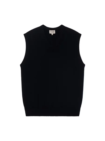 Vestă Gobi Cashmere din cașmir cu decolteu în V negru