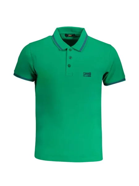 Tricou polo Cavalli Class cu broderie verde