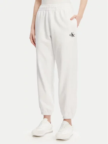 Calvin Klein Jeans Teplákové kalhoty Monologo bílá