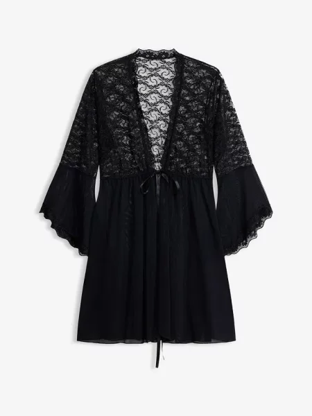 Szlafrok kimono + stringi kompl. czarny