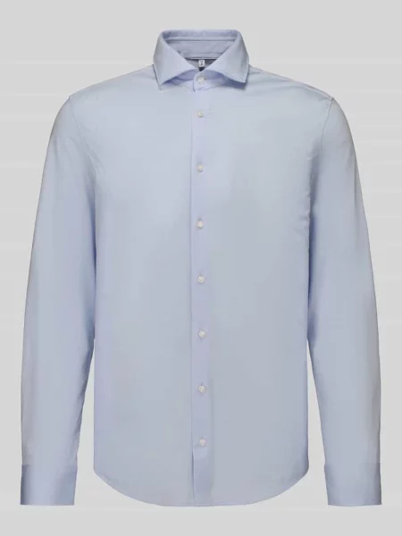 Koszula biznesowa o kroju slim fit z mieszanki bawełny i modalu model Light Spread Kent' Seidensticker błękitna