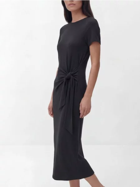 Reserved Rochie midi cu conținut ridicat de modal gri-închis gri