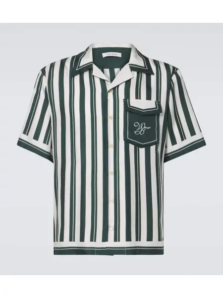 Svilena srajca Wales Bonner s črtami zelena