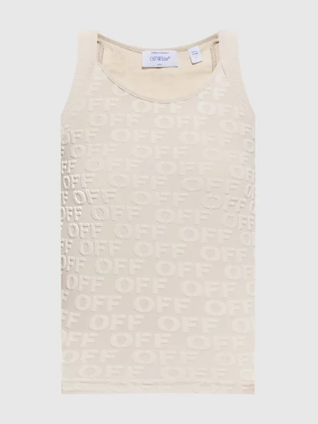 Топ у візерунок логотипа Off-white бежевий
