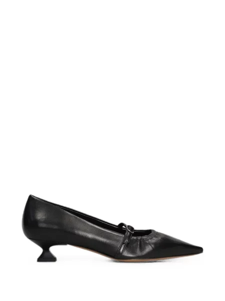 Pantofi cu toc The Seller din piele cu cataramă cu bretele negru