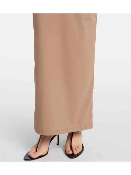 Rochie maxi Christopher Esber din jerseu de costum bej