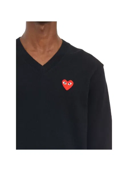 Bluza Comme Des Garcons Play z dekoltem w serek z logo czarna