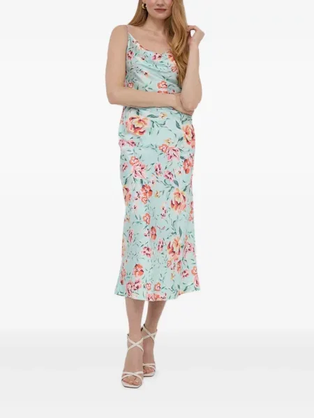 Rochie midi Guess cu model floral cu imagine albastru