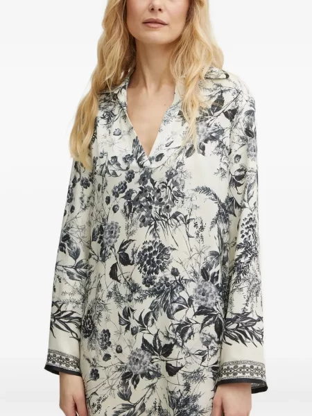 Rochie mini Simona Corsellini cu model floral cu imagine de costum alb