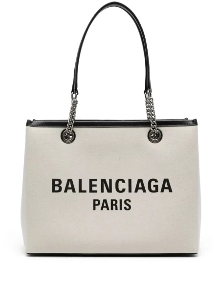 Geantă shopper Balenciaga cu imagine din canvas