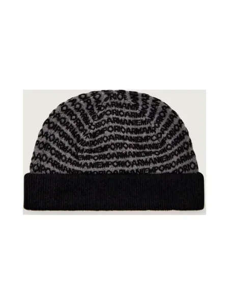 Emporio Armani Căciulă cu adaos de lână negru