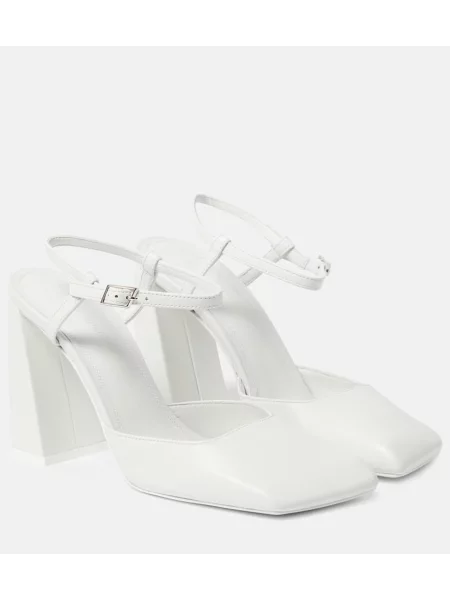 Pantofi cu toc Amina Muaddi din piele alb