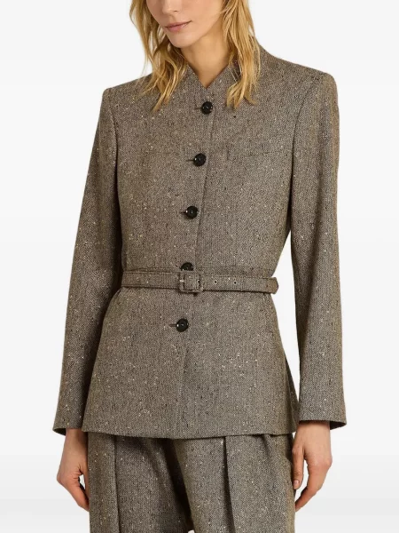 Cu centură geacă Kiton din tweed maro