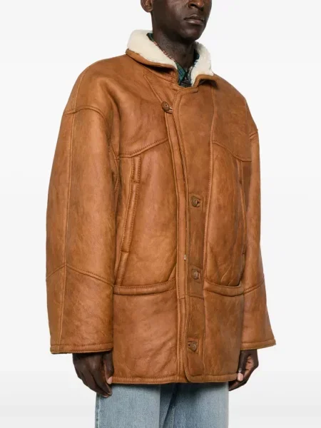 Kožený retro jednořadý kabát A.n.g.e.l.o. Vintage Cult oranžový