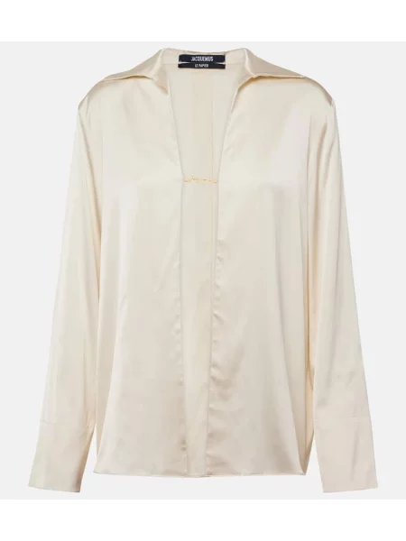 Top Jacquemus din satin alb