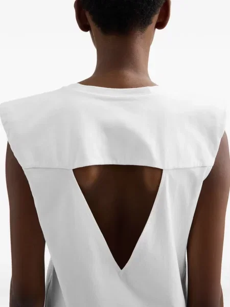 Top Jil Sander fără mâneci din jerseu alb