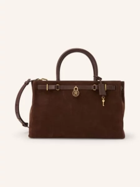 TOMMY HILFIGER Kabelka TOTE SUEDE umbra / tmavě hnědá