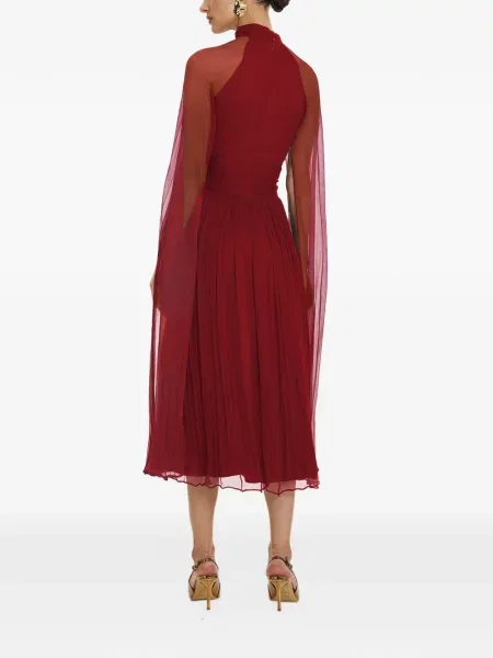 Rochie midi Framboise de mătase roșu