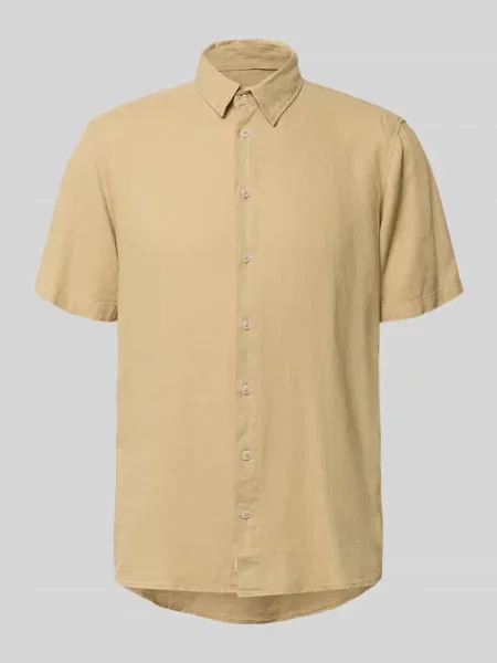 Koszula lniana o kroju slim fit z dodatkiem model Bobby' Blend beżowa