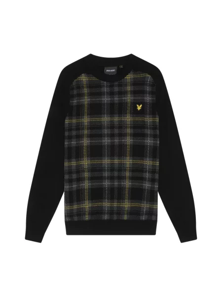 Sweter Lyle & Scott wełniany w kratę czarny