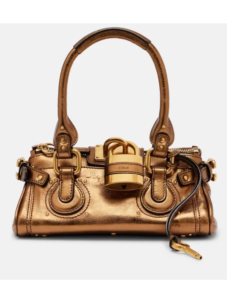 Geanta de piele Chloé din piele auriu