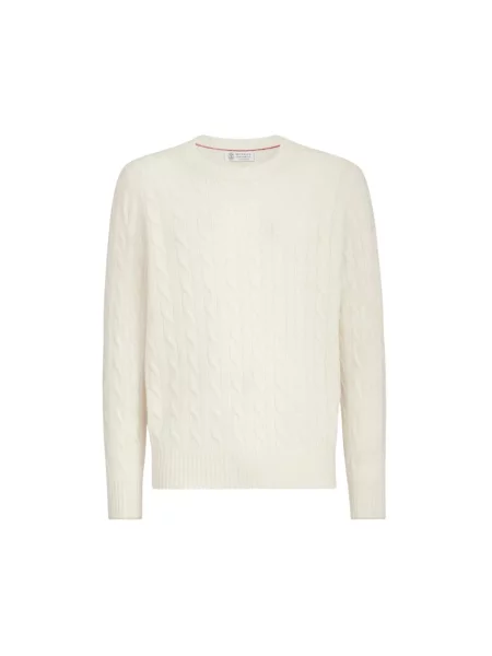 Sweter Brunello Cucinelli z kaszmiru biały